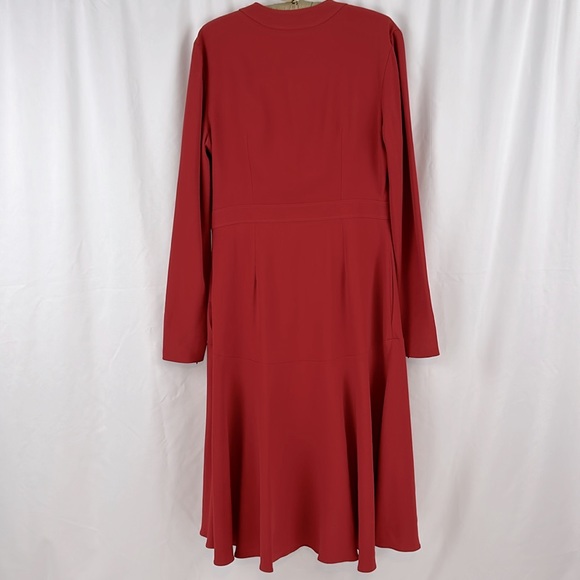 Stella McCartney Deep V Neck Long Sleeve Midi Dress in Red Romance size 44/US 12 - Picture 10 of 16